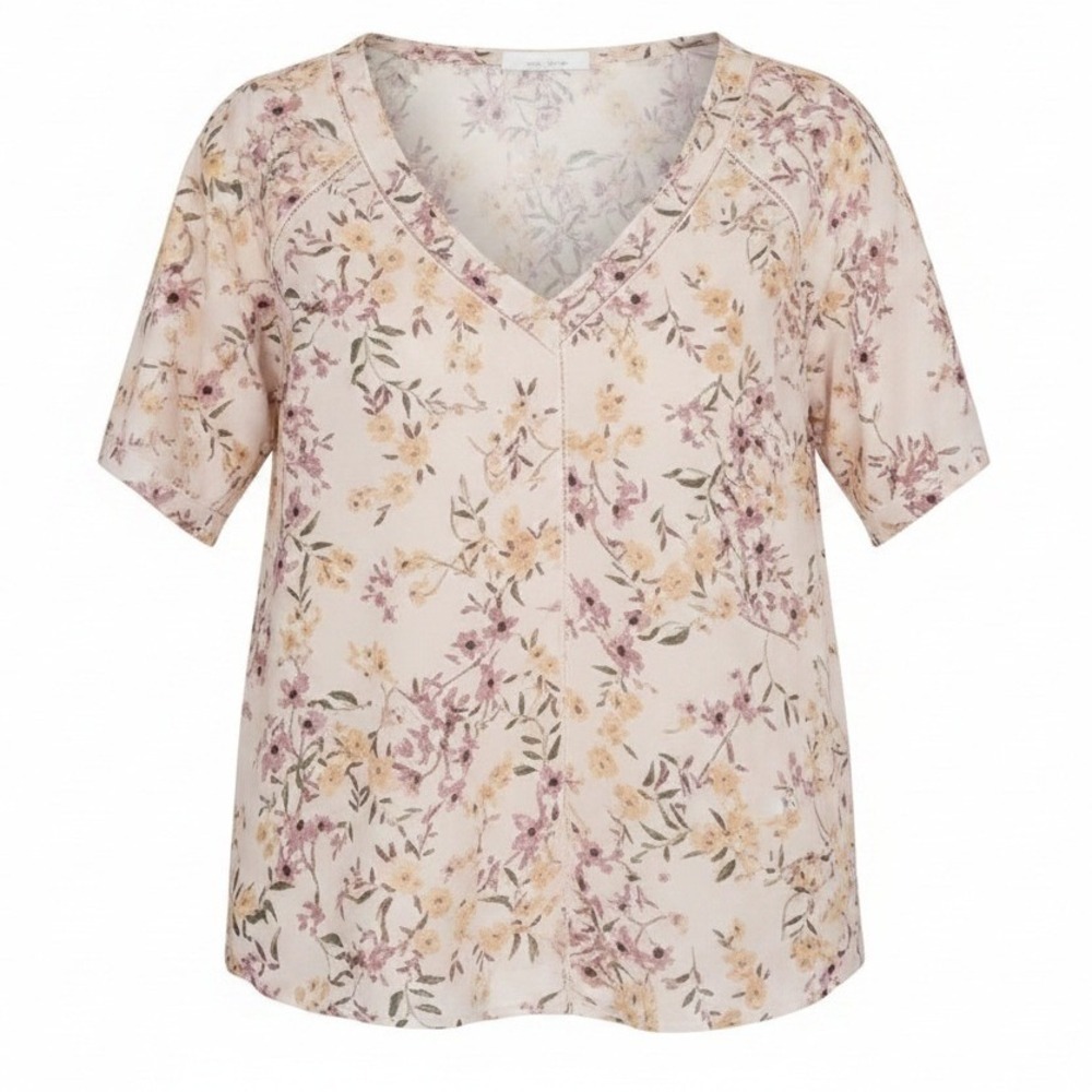 Sienna Sky Spring Romantic Cream Small Floral Short Sleeve Blouse Top